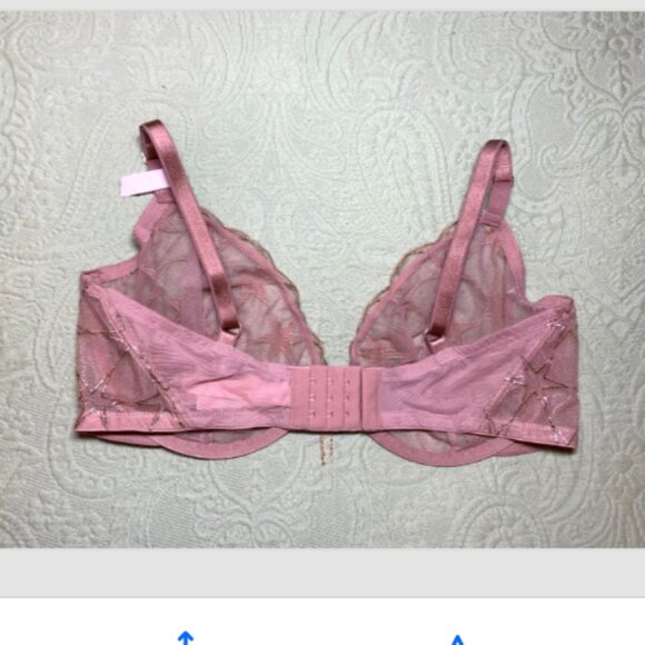 Victoria's Secret Very Sexy Stardust Embroidery Rose Gold Unlined Demi Bra 38DD - Picture 11 of 12